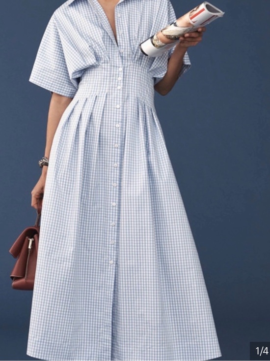 Anthropologie Dresses & Skirts - Anthropologie Light Blue Gingham Button-Front Maxi Dress